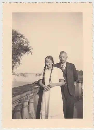 (F29708) Orig. Foto Vater und Tochter in Schwerin 1936