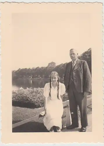 (F29707) Orig. Foto Vater und Tochter in Schwerin 1936