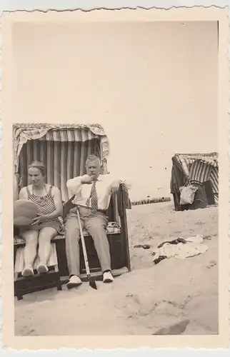 (F29701) Orig. Foto Personen im Strandkorb 1936