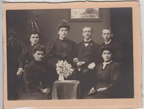 (F29580) Orig. Foto Familie Oettinger aus Heidelberg, Hochzeitsbild 1908