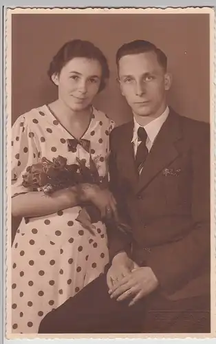 (F29571) Orig. Foto Hochzeitspaar Gerdi u. Walter Strehle, Dresden 1939