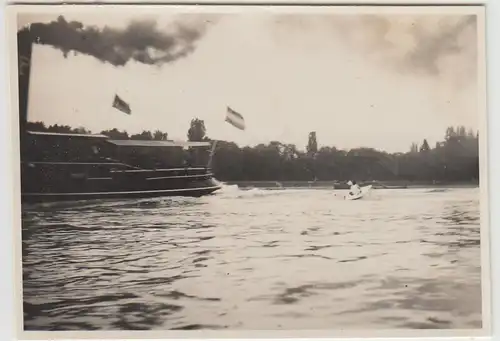 (F29559) Orig. Foto Sportboot und Dampfer auf dem Rhein 1930er