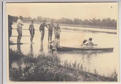 (F29555) Orig. Foto Personen mit Kanu, Konterübungen 1932