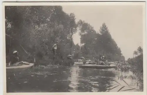 (F29543) Orig. Foto Sportboote im Landgraben bei Philippsburg 1930