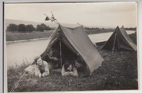 (F29533) Orig. Foto Wieblingen, Zelte am Neckar 1930