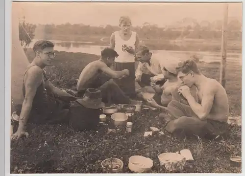 (F29530) Orig. Foto Wieblingen, Picknick am Neckar 1930