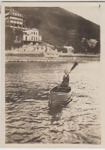 (F29515) Orig. Foto junger Mann im Boot auf dem Neckar bei Heidelberg 1929