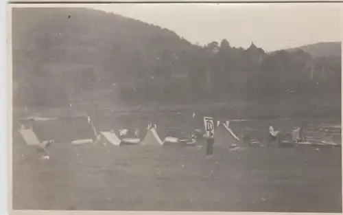 (F29505) Orig. Foto Eberbach Neckar, Zeltlager der Ruderer aus Heidelberg 1930