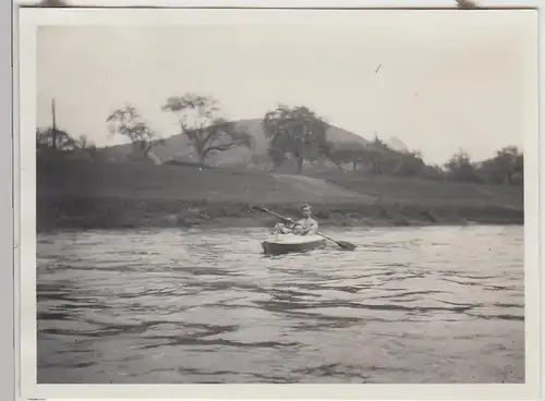 (F29487) Orig. Foto Zwingenberg, junge Männer im Sportboot a.d. Neckar 1930
