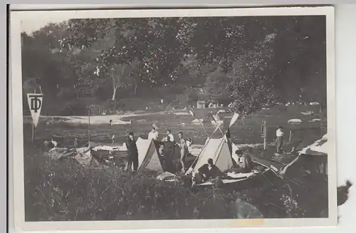 (F29483) Orig. Foto Wimpfen, Zeltlager der Ruderer aus Heidelberg 1930