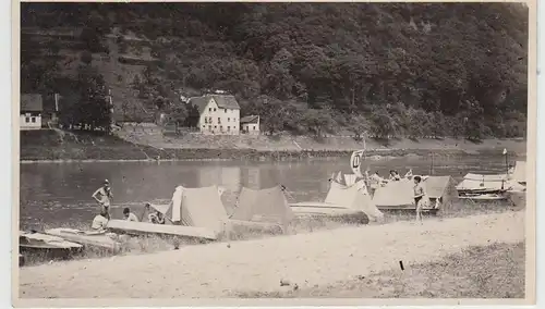 (F29445) Orig. Foto Heidelberg, Zeltlager d. Ruderer an Ziegelhäuser Brücke 1931