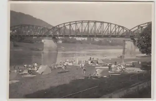 (F29438) Orig. Foto Eberbach am Neckar, Zeltlager an der Brücke 1931