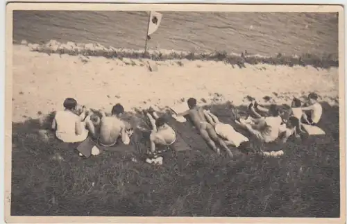 (F29428) Orig. Foto Heidelberg, Rast der Ruderer bei Färberei Grün 1931