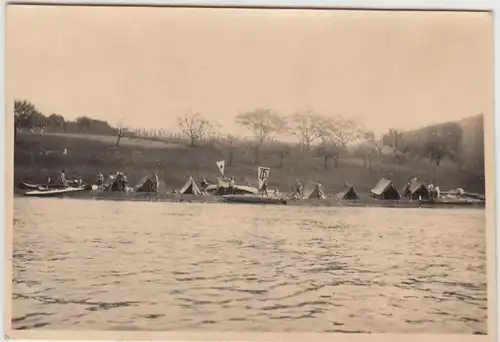 (F29426) Orig. Foto Ruderer im Zeltlager in Kümmelbacher Hof  1931