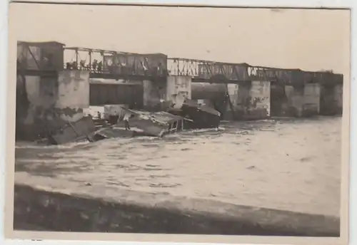 (F29422) Orig. Foto Hochwasser in Heidelberg 1931, zerstörte Teile am Stauwehr