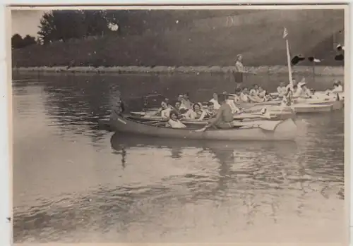(F29407) Orig. Foto Ruderer in den Booten, Fahrt z. Schwabenheimer Schleuse 1930