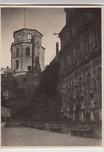 (F29386) Orig. Foto Schloss Heidelberg, Altan mit Turm 1930