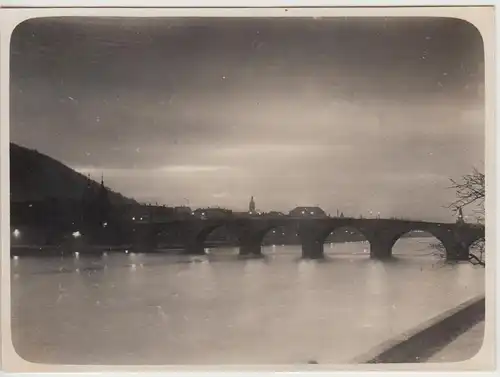 (F29377) Orig. Foto Heidelberg, Brücke bei Sonnenuntergang 1930