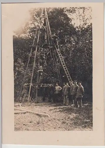 (F29351) Orig. Foto 1.WK Luftschiffe beim Pumpenbau, Krangestell 1914-18