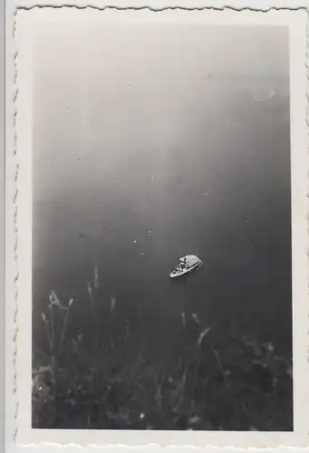 (F29298) Orig. Foto Sassnitz, Blick vom Kreidefelsen auf Schiff 1940er