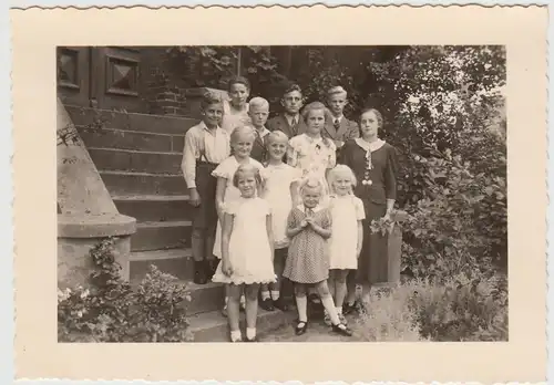 (F29222) Orig. Foto Wusterhausen Heilbrunn, Personen stehen auf Treppe 1939