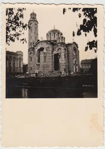 (F28911) Orig. Foto zerstörte Kirche, gestreift 1930er