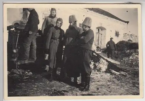 (F28811) Orig. Foto Kirsau im Winter 1942, deutsche Soldaten bei -41 C°