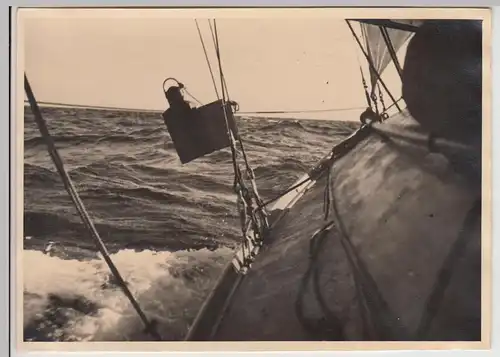 (F28734) Orig. Foto Segelboot Detail 1936, Petroleumlampe