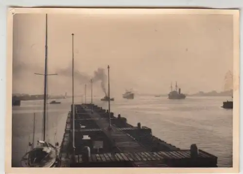 (F28724) Orig. Foto Anlegestelle im Hafen 1936, vermutl. Wilhelmshaven