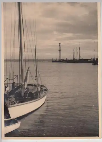 (F28715) Orig. Foto Wilhelmshaven, Segelboot im Hafen 1936