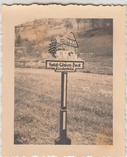 (F28654) Orig. Foto Alpirsbach, Hinweisschild Hotel Löwen-Post 1930er