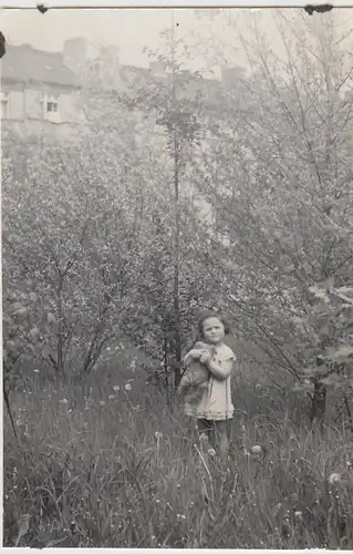 (F28605) Orig. Foto Kind Helga Krapp m. Teddy in Berlin-Wittenau 1935