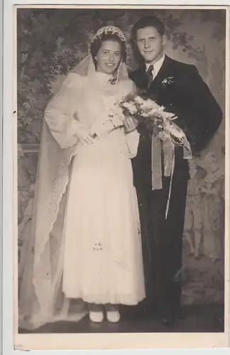 (F28015) Orig. Foto Hochzeitspaar 1940/50er