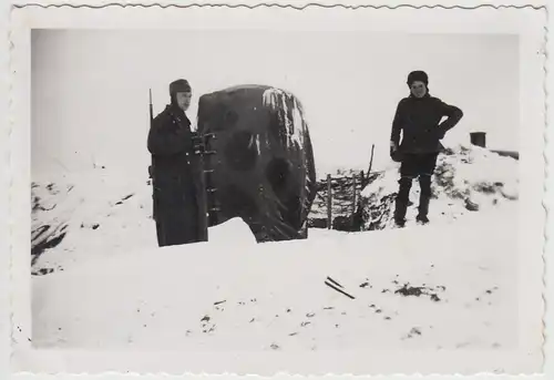 (F27943) Orig. Foto Flak-Stellung Glöthe im Winter 1940, verdeckter Scheinwerfer