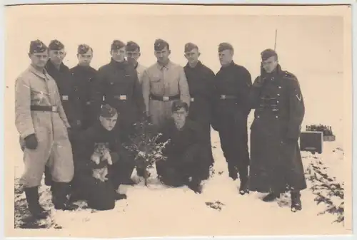 (F27942) Orig. Foto Flak-Stellung Glöthe im Winter 1940, Gruppenbild