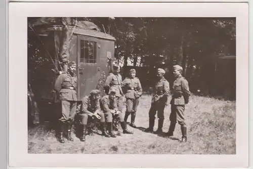 (F27784) Orig. Foto Soldaten an Funk-Lkw in Gotendorf, Choczewo 1940er
