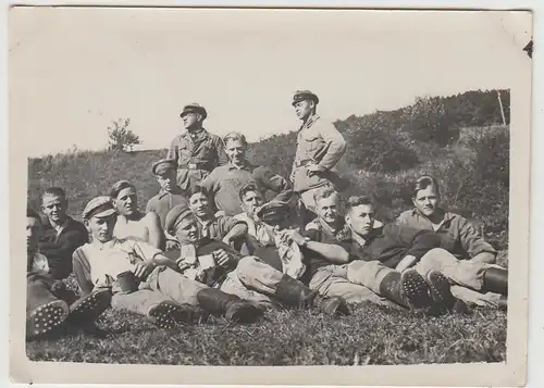 (F27650) Orig. Foto Soldaten vom R.A.D. Lager Abt. 4/250 Marienberg 1934/35