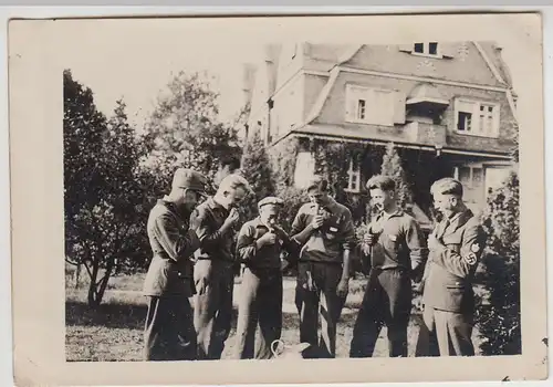 (F27644) Orig. Foto Soldaten in Marienberg, R.A.D. 4/250, 1934/35, Mittagspause