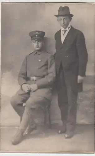 (F2760) Orig. Foto 1.WK Soldat und Zivilist, 1914-18