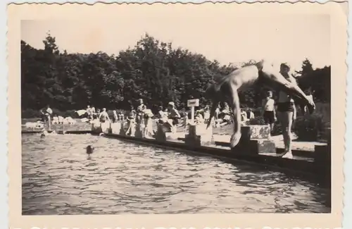 (F27520) Orig. Foto Schwimmbad, Freibad (Riesa?) 1930er