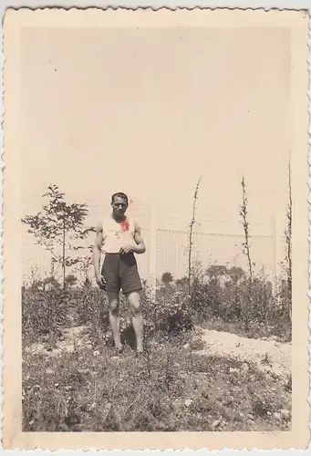 (F27393) Orig. Foto deutscher Soldat in Sportkleidung im Freien 1930/40er