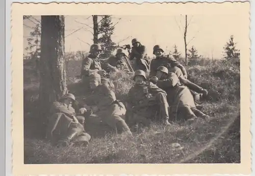 (F27263) Orig. Foto deutsche Soldaten mit MG im Wald v. Schlotheim 1938