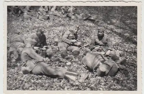 (F27256) Foto deutsche Soldaten, Mittagessen im Sondershäuser Stadtwald 1938