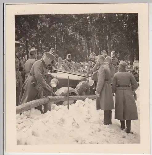 (F27237) Orig. Foto Militär-Pkw versackt im Schnee zw. Oberhof u. Schmücke 1938