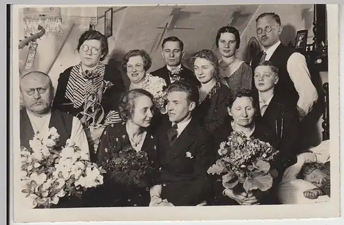 (F26909) Orig. Foto Gruppenbild zur Verlobung 1933