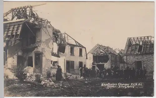 (F2690) Orig. Foto Oppau, Explosion Stickstoffwerk 1921, zerstörtes Dorf