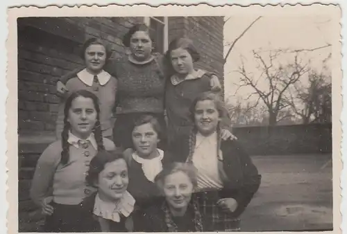(F26654) Orig. Foto Mädchen, Gruppenbild im Freien 1930er