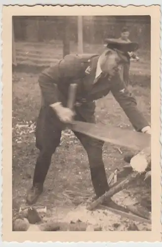 (F26328) Orig. Foto Luftwaffe-Soldaten aus Halberstadt sägen Holz 1935