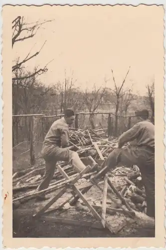(F26326) Orig. Foto Luftwaffe-Soldaten aus Halberstadt sägen Holz 1935