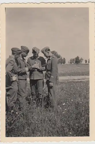 (F26284) Orig. Foto deutsche Soldaten auf der Wiese 1941